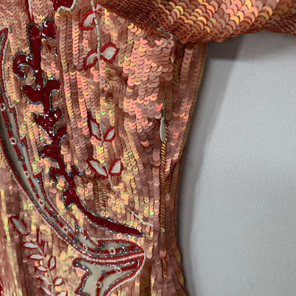 Needle & Thread Tapestry Motif Mini Dress US 6 Rose Gold Sequin Cocktail - Picture 5 of 16